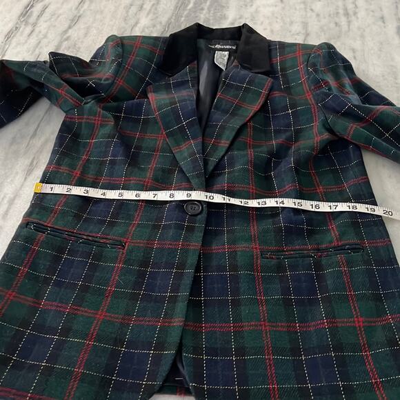 Sag Harbor Vintage Plaid Suit Jacket Blazer Metallic Holiday Woman Size 8 - Picture 10 of 12